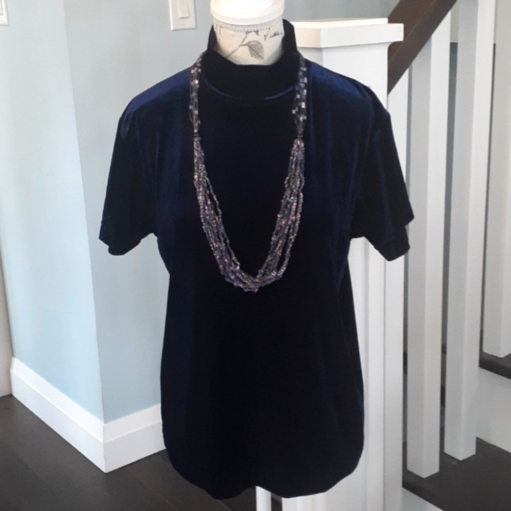 ! Vintage Principles deep sapphire blue Velvet Top